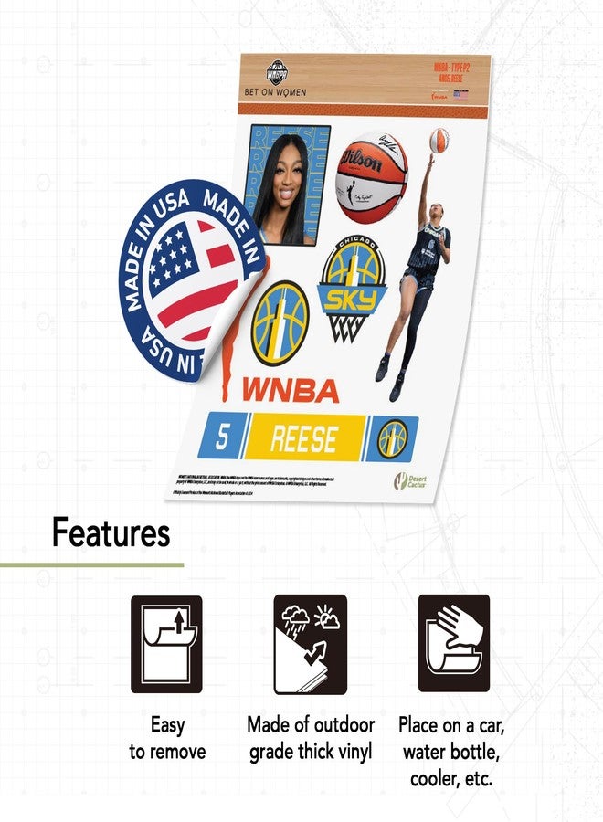 Desert Cactus Angel Reese Chicago Sky WNBA Women's National Basketball Association Officially Licensed Sticker Vinyl Decal Laptop Water Bottle Car Scrapbook (P2) - Image 2