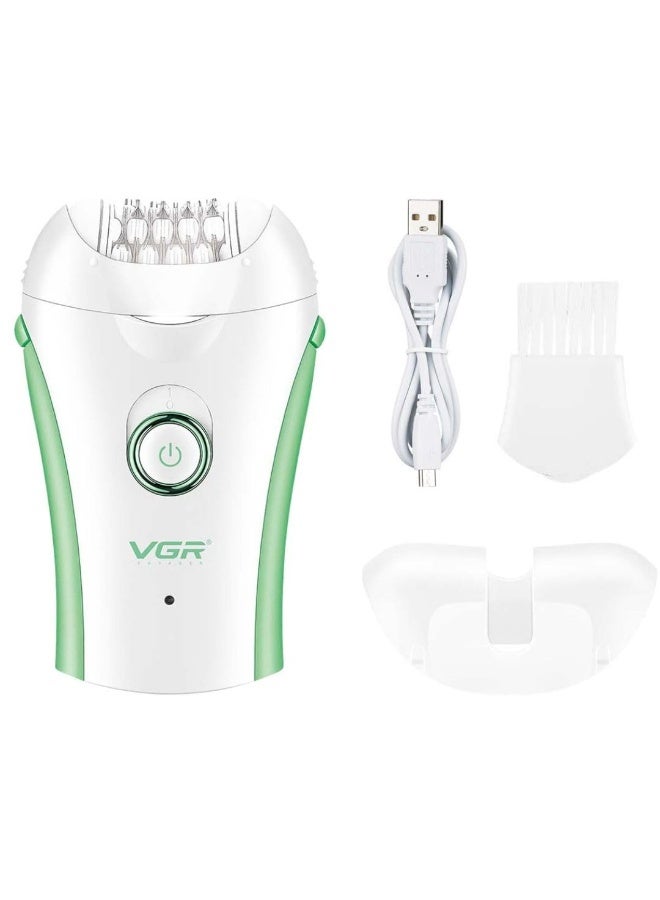 VGR Cordless Epilator for Women V-705 with LED Light – Smooth Hair Removal from Root for Long-Lasting Results Rechargeable Facial & Body Hair Remover with 2 Speeds, USB Charging & Easy-Clean Design – Green green - Image 1