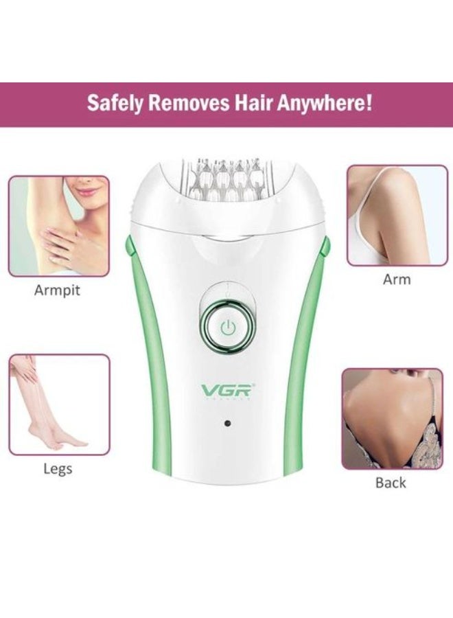 VGR Cordless Epilator for Women V-705 with LED Light – Smooth Hair Removal from Root for Long-Lasting Results Rechargeable Facial & Body Hair Remover with 2 Speeds, USB Charging & Easy-Clean Design – Green green - Image 3