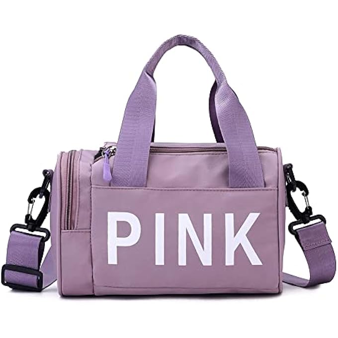 PINK Mini Small Crossbody Bag Gym Bag for Women Men Cute Small Duffle Bag Aesthetic Sports Handbag Waterproof Gym Tote Bag Portable Fitness Shoulder Bag for Sports Travel Purple1 - Image 1