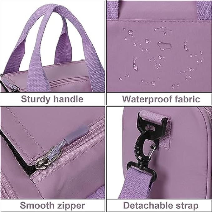 PINK Mini Small Crossbody Bag Gym Bag for Women Men Cute Small Duffle Bag Aesthetic Sports Handbag Waterproof Gym Tote Bag Portable Fitness Shoulder Bag for Sports Travel Purple1 - Image 2