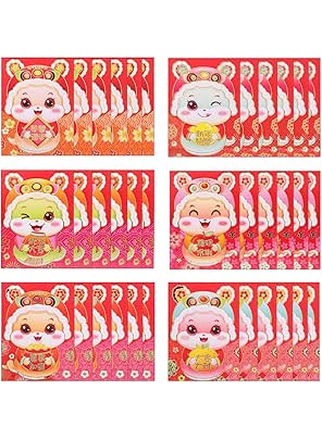 Year Of Snake Red Envelopes Set 36pcs Traditional Lucky Money Packets For 2025 Chinese New Year - Image 1