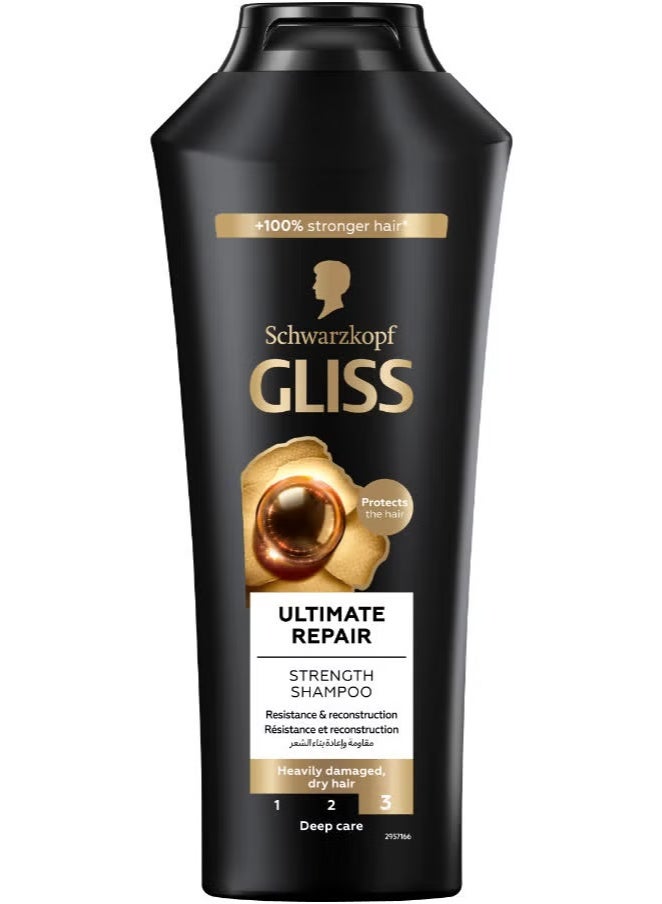 شوارزكوف جليس شامبو ألتميت ريبير 400 مل يعيد بناء الشعر التالف بالكيراتين السائل وخلاصة اللؤلؤ ويمنحه قوة دائمة - Image 1