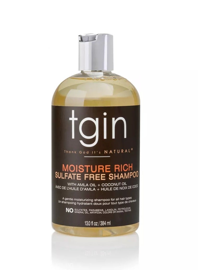 تجين شامبو TGIN Moisture Rich الخالي من الكبريتات للشعر الطبيعي بزيت الأملا وزيت جوز الهند - 13 أونصة سائلة 