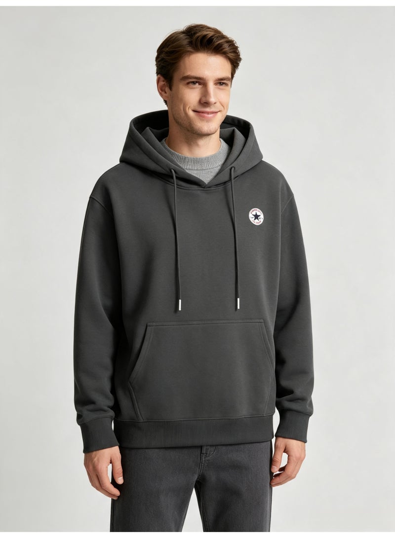 CONVERSE Men's and women's basic hooded autumn loose pullover sweater - Image 1