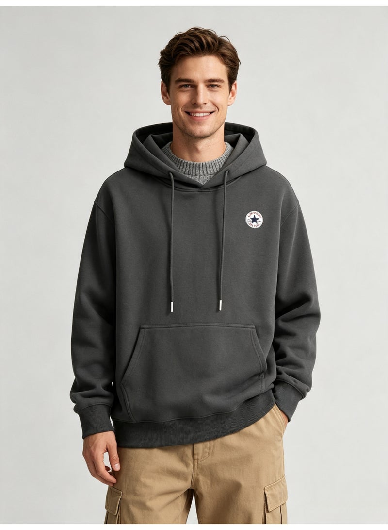 CONVERSE Men's and women's basic hooded autumn loose pullover sweater - Image 3
