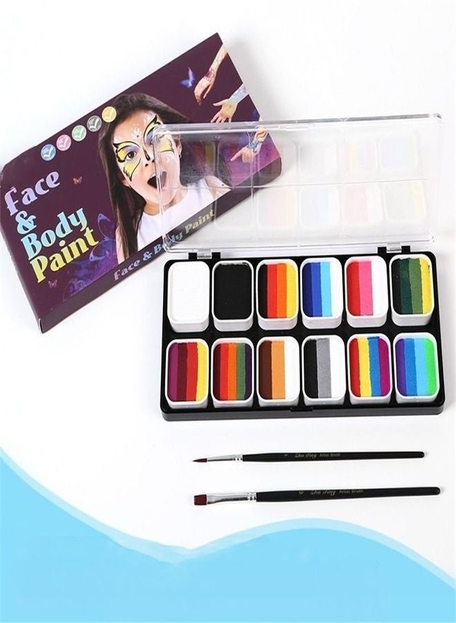 STL 12 Grid Multi-color Water Soluble Body Paint Stage Makeup Children Face Painting Pigment - Image 2