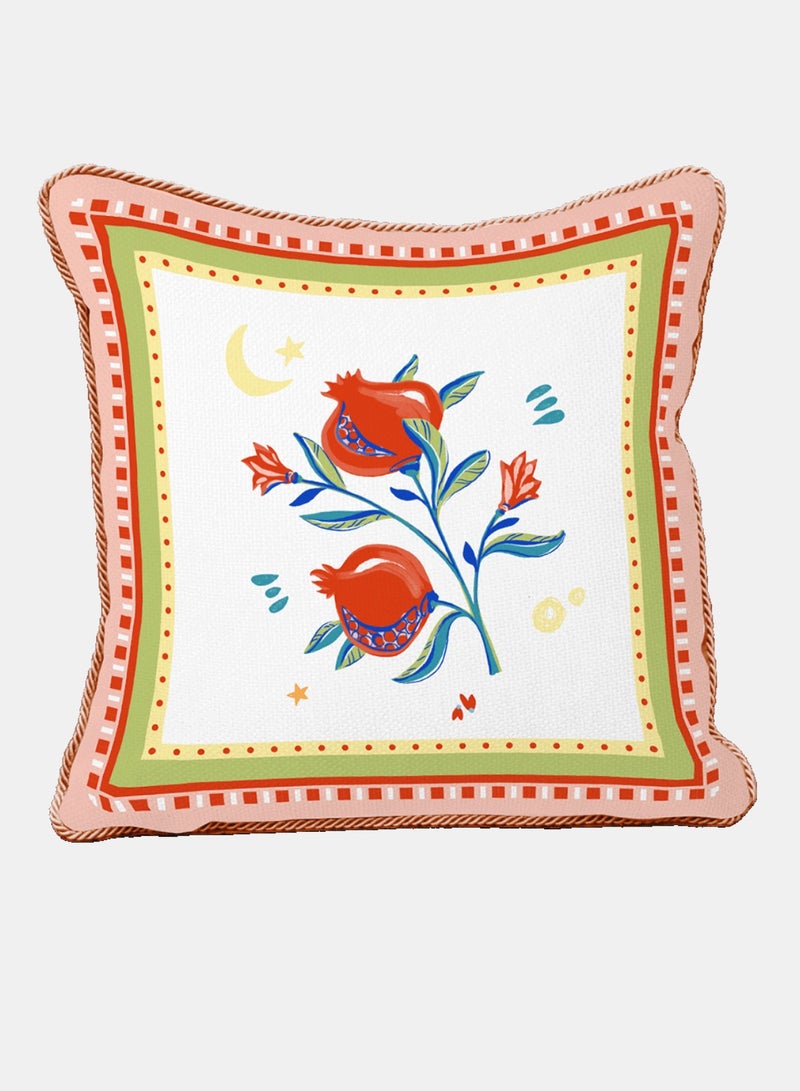 Baci milano Decorative Cushion 45×45 cm with Embroidered Pomegranate Design – Stuffed Throw Pillow – Vacuum Packed – 75% Cotton, 25% Polyester – Ready to Use Accent Pillow for Home, Sofa, or Bed - Image 1