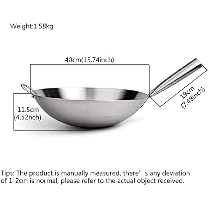 KDOQ Chinese Iron WokCast Iron PanNonStick PanCarbon Steel Flat Bottom Wok For Induction CookerGas Stove Size  40Cm157In - Image 4
