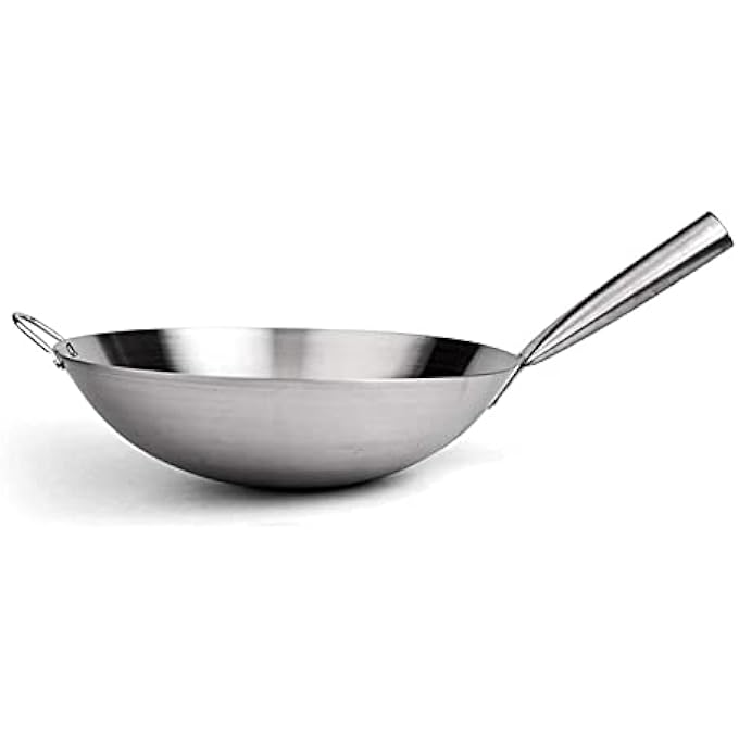 KDOQ Chinese Iron WokCast Iron PanNonStick PanCarbon Steel Flat Bottom Wok For Induction CookerGas Stove Size  40Cm157In - Image 3