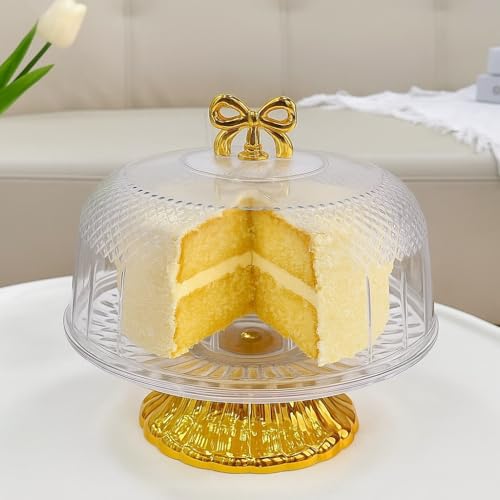 Jolfay Extra Large (13") Acrylic Cake Stand with Dome Lid Multifunctional Serving Platter and Plate, Salad Bowl/Veggie Platter/Punch Bowl/Desert Platter/Chips & Dip - Shatterproof BPA Free - Image 2