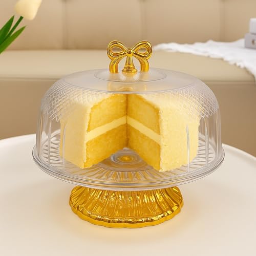 Jolfay Extra Large (13") Acrylic Cake Stand with Dome Lid Multifunctional Serving Platter and Plate, Salad Bowl/Veggie Platter/Punch Bowl/Desert Platter/Chips & Dip - Shatterproof BPA Free - Image 1