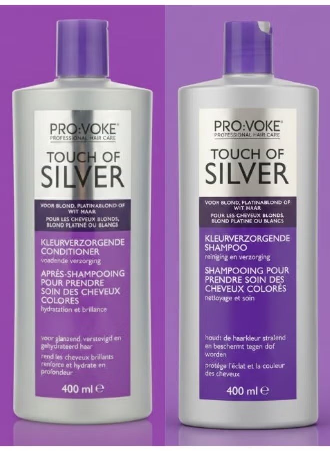 PRO:VOKE Touch of Silver Purple Shampoo & Conditioner Set for Blonde, Platinum & Grey Hair – 400ml