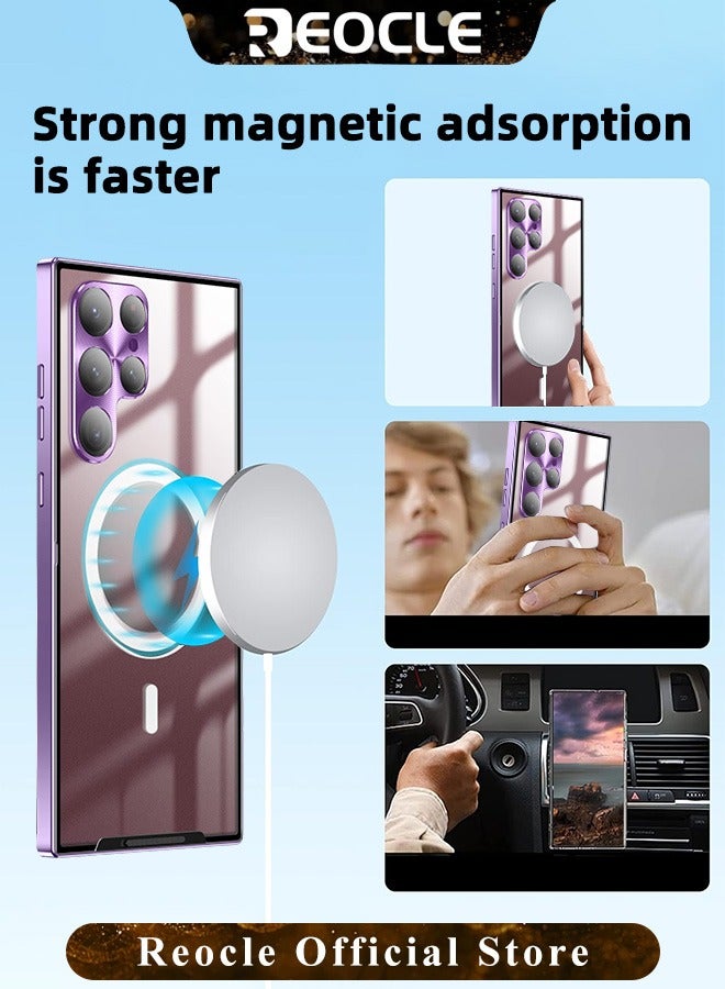 REOCLE Samsung N20Ultra Mobile Phone Case Drop-Resistant Metal Shell Frosted Semi-Transparent Mobile Phone Case Full Protection Plating Anti-Scratch Slim Thin Case Cover with Magnetic Suction Function and Camera Lens Protector - Image 3