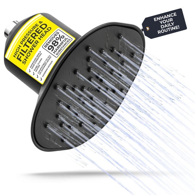 FILTERED SHOWER HEAD HIGH PRESSURE RAIN SHOWER SYSTEM REMOVES 99 CHLORINE HEAVY METAL CHEMICALS WATER FILTER FOR HARD WATER BATHROOM ACCESSORIES HOUSE ESSENTIALS BLACK SHOWERHEAD