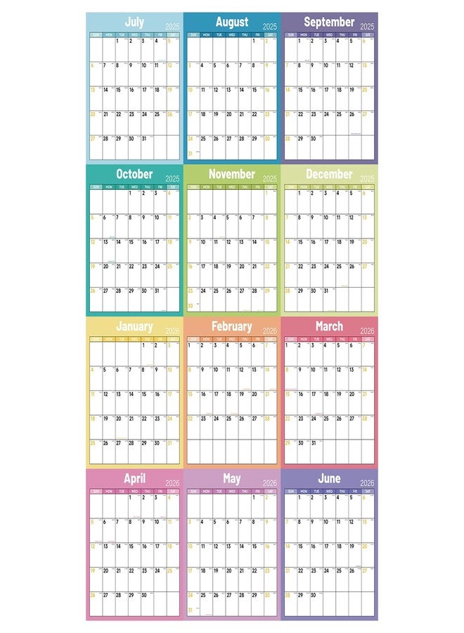 تقويم حائط سنوي 2025-2026، من يوليو 2025 إلى يونيو 2026، مقاس 34.8 بوصة × 22.8 بوصة، تقويم حائط سنوي عمودي كبير مع العطلات والمهرجانات، تقويم ورقي سميك، مخطط سنوي لمدة 12 شهرًا (2025 BOHO) - Image 1