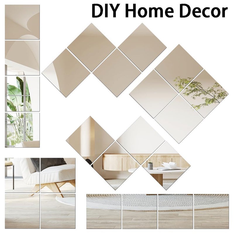 Vlush Full Length Wall & Tiles 10.2'' x 10.2'' x 12PCS Full Body Mirror, Full Length Mirror Wall Mounted Mirrors Decorative for Home Gym, Door, Bedroom & Bathroom - Image 3