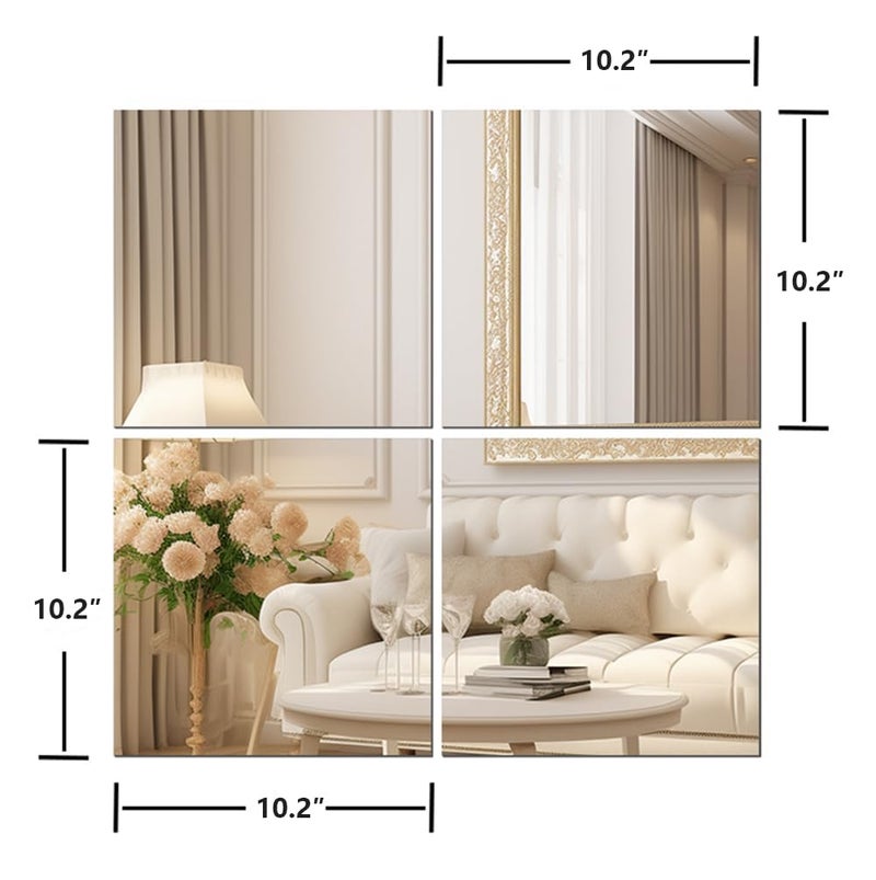 Vlush Full Length Wall & Tiles 10.2'' x 10.2'' x 12PCS Full Body Mirror, Full Length Mirror Wall Mounted Mirrors Decorative for Home Gym, Door, Bedroom & Bathroom - Image 2