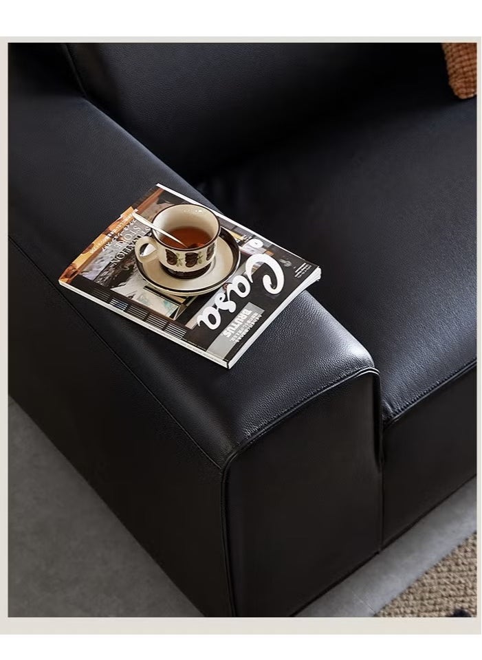 Generic Simple Italian style top layer cowhide black large sofa - suitable for living room, room, reception room  - Image 4