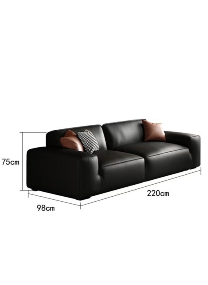 Generic - Simple Italian style top layer cowhide black large sofa - suitable for living room, room, reception room - Image 1