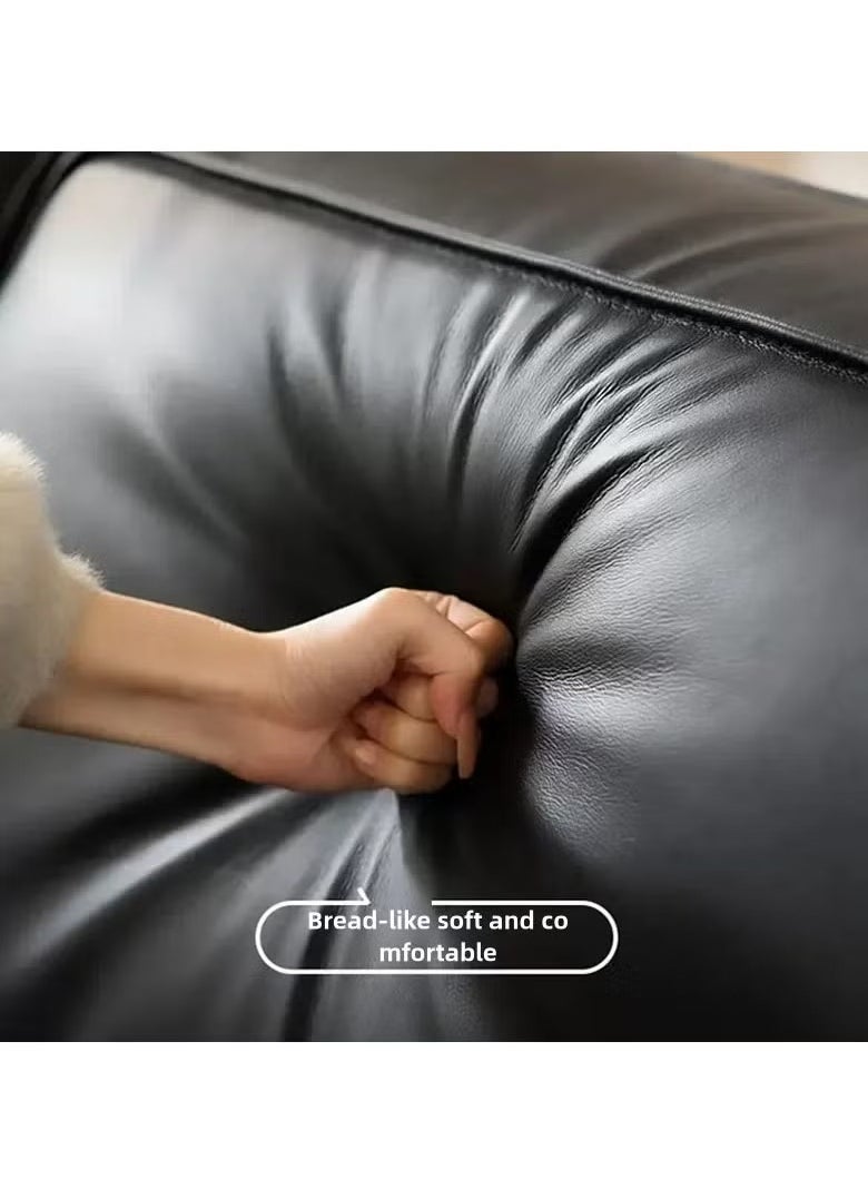 Generic - Simple Italian style top layer cowhide black large sofa - suitable for living room, room, reception room - Image 1