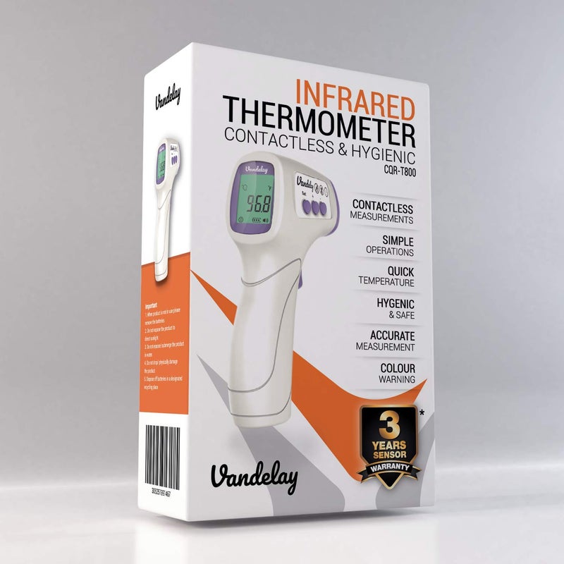 Vandelay Infrared Thermometer CQR-T800 - Made In India, Non Contact IR Thermometer, Forehead Temperature Gun | Plastic - Image 2