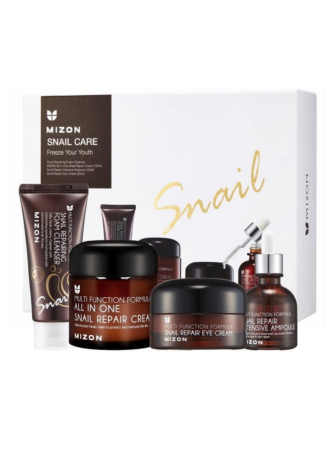MIZON Gift Set Allin1 Snail Repair Cream Snail Repair Intensive Ampoule Snail Repairing Foam Cleanser And Snail Repair Eye Cream Korean Skincare Set - Image 1