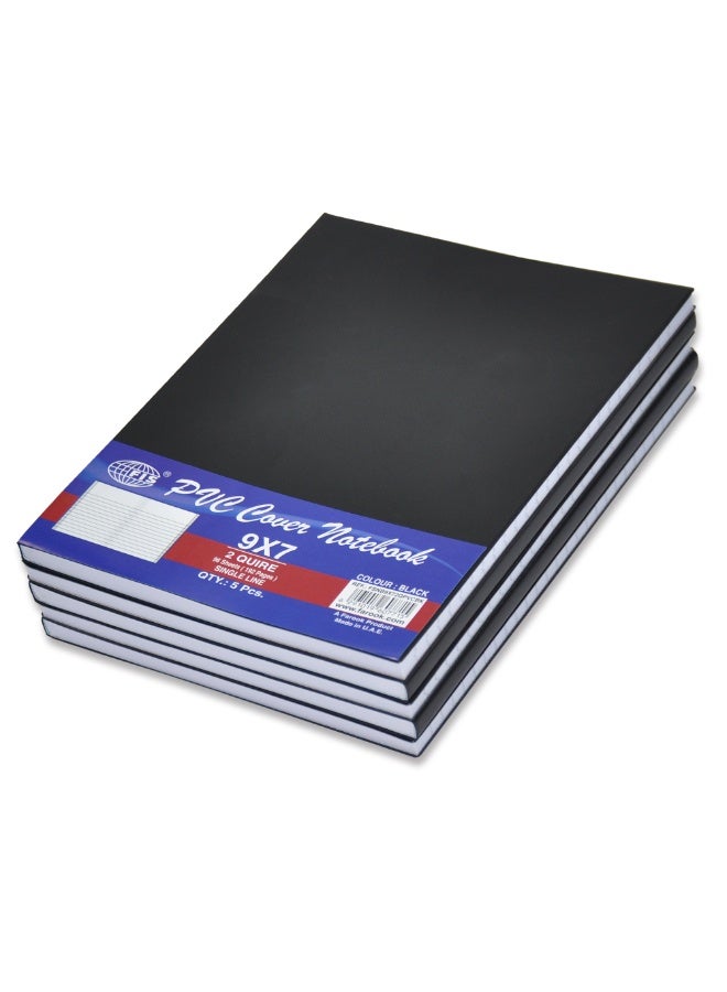 FIS PVC Cover Notebook, 9x7in, 2-Quires Black - FSNB9x72QPVCBK (5-Pieces)  - Image 1