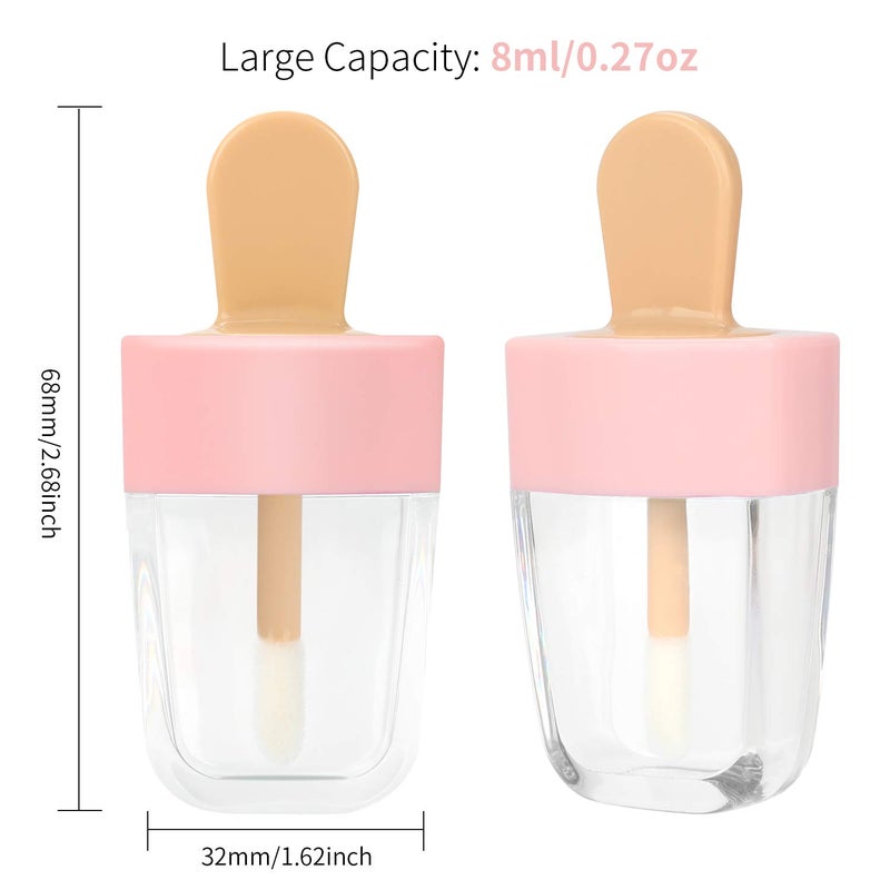 RONRONS RONRONS Lip Gloss Tubes, 15 Pieces Pink Ice-cream Shaped Empty Lip Gloss Containers Cute Mini Lipgloss Tubes with Wand for DIY Cosmetic Sample Bottles, 8ml  - Image 3