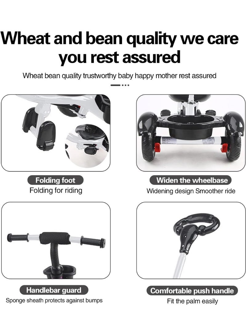 0 تي أوه وان تيك دراجة ثلاثية العجلات للأطفال ، سيكل الأطفال ، دواسة قابلة للطي ، مقبض قابل للإزالة ، مقعد قابل للتعديل ، حزام الأمان ثلاثي النقاط ، صندوق التخزين الخلفي ، هدية مناسبة للفتيان والفتيات الذين تتراوح أعمارهم بين 1-6 سنة (أبيض) - Image 5