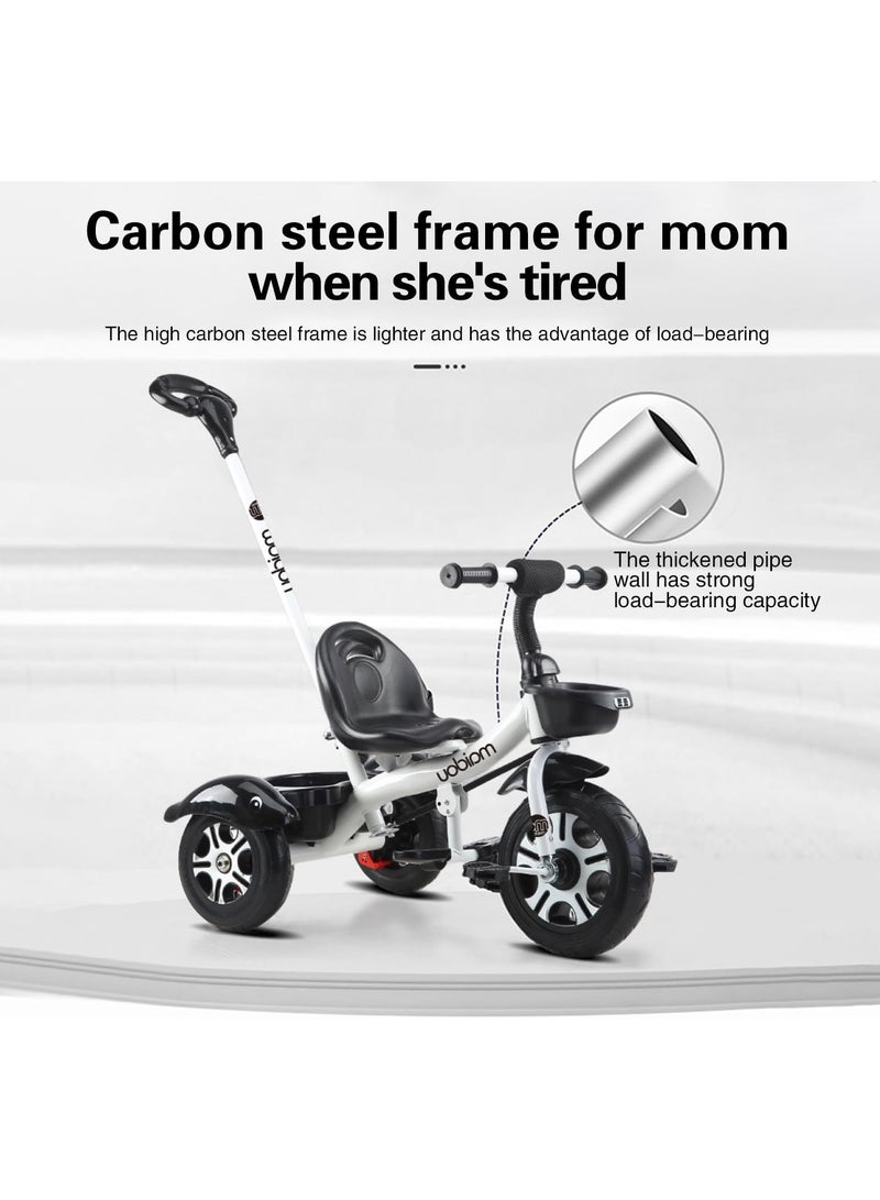 0 تي أوه وان تيك دراجة ثلاثية العجلات للأطفال ، سيكل الأطفال ، دواسة قابلة للطي ، مقبض قابل للإزالة ، مقعد قابل للتعديل ، حزام الأمان ثلاثي النقاط ، صندوق التخزين الخلفي ، هدية مناسبة للفتيان والفتيات الذين تتراوح أعمارهم بين 1-6 سنة (أبيض) - Image 3