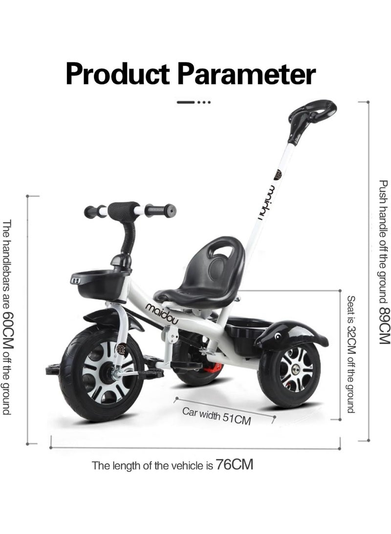 0 تي أوه وان تيك دراجة ثلاثية العجلات للأطفال ، سيكل الأطفال ، دواسة قابلة للطي ، مقبض قابل للإزالة ، مقعد قابل للتعديل ، حزام الأمان ثلاثي النقاط ، صندوق التخزين الخلفي ، هدية مناسبة للفتيان والفتيات الذين تتراوح أعمارهم بين 1-6 سنة (أبيض) - Image 2