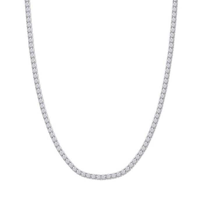 SAVEARTH DIAMONDS Round Cut Lab Created Moissanite 2Mm Width Tennis Chain Necklace For Men Women In 14K White Gold Plated 925 Sterling Silver, (Vvs1 Clarity, 6.50 Ct), Length 17" - Image 4