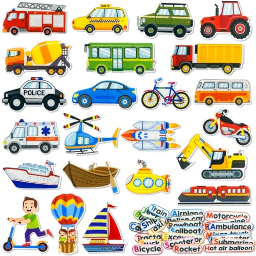 PENGFULL Felt Transportation Vehicles Learning Pieces48 Felt Flannel Board PiecesAir Land Sea Airplane Learning for Toddlers for KindergartenPreschoolToddlers - Image 1