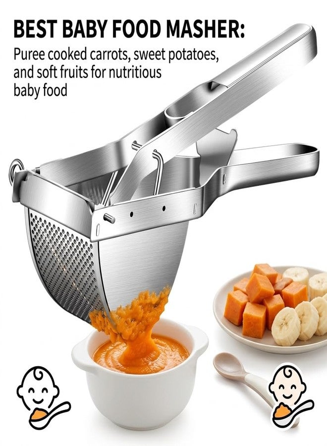shofilt Stainless Steel Potato Ricer with Dough Scraper - Masher for Mashed Potatoes, Gnocchi & Fruit - Dishwasher Safe - Image 5