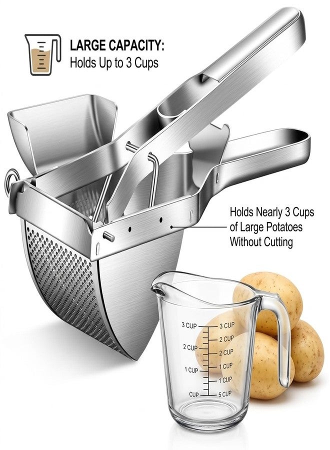 shofilt Stainless Steel Potato Ricer with Dough Scraper - Masher for Mashed Potatoes, Gnocchi & Fruit - Dishwasher Safe - Image 4