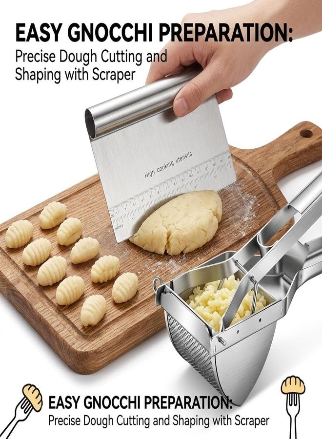 shofilt Stainless Steel Potato Ricer with Dough Scraper - Masher for Mashed Potatoes, Gnocchi & Fruit - Dishwasher Safe - Image 3