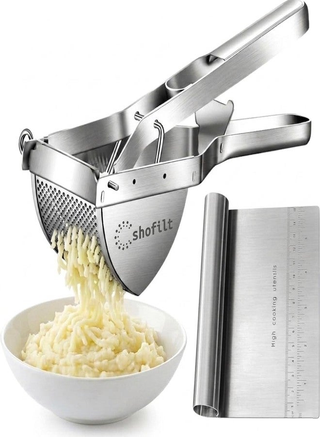 shofilt Stainless Steel Potato Ricer with Dough Scraper - Masher for Mashed Potatoes, Gnocchi & Fruit - Dishwasher Safe - Image 1