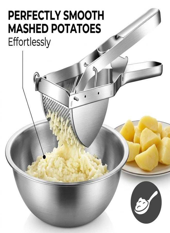 shofilt Stainless Steel Potato Ricer with Dough Scraper - Masher for Mashed Potatoes, Gnocchi & Fruit - Dishwasher Safe - Image 2