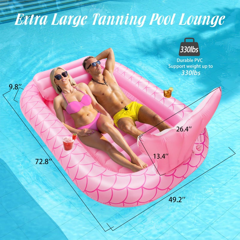 HeySplash Inflatable Tanning Pool Lounger Float  72.8 * 49.2"" Inflatable Ride-ons Pool Rafts Swimming Pool Float  Summer Beach Party Swimming Floaty Bed Floatie Pool Toys - Image 5