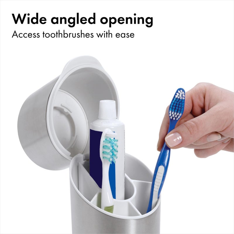 OXO Good Grips Stainless Steel Toothbrush Organizer, Bathroom Organizer and Storage, Toothbrush Holder for Countertop, Sleek Modern Bathroom Accessories - Image 4