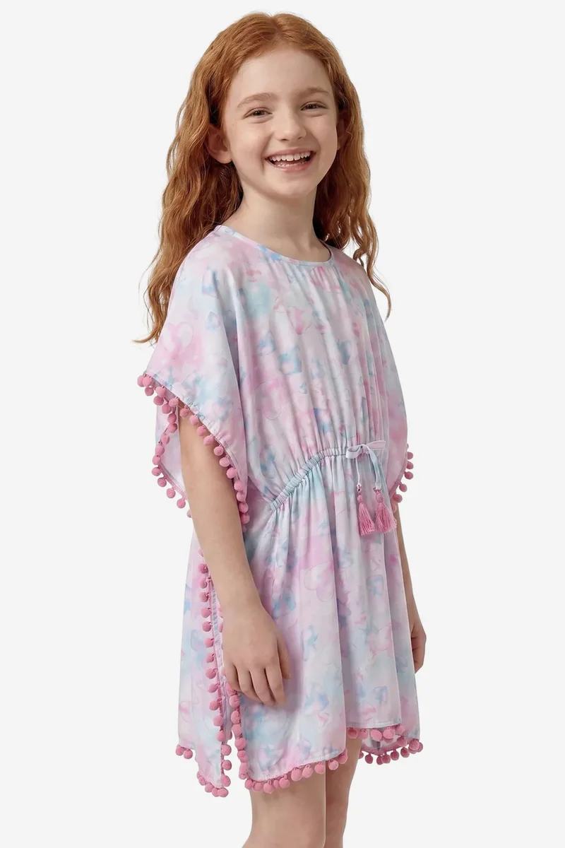 بنتي PENTI Adela Heart Pattern Pom-Pom Caftan