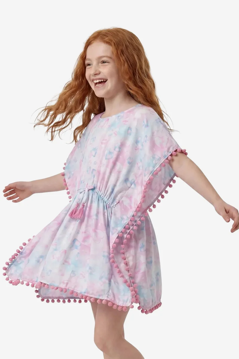 بنتي PENTI Adela Heart Pattern Pom-Pom Caftan