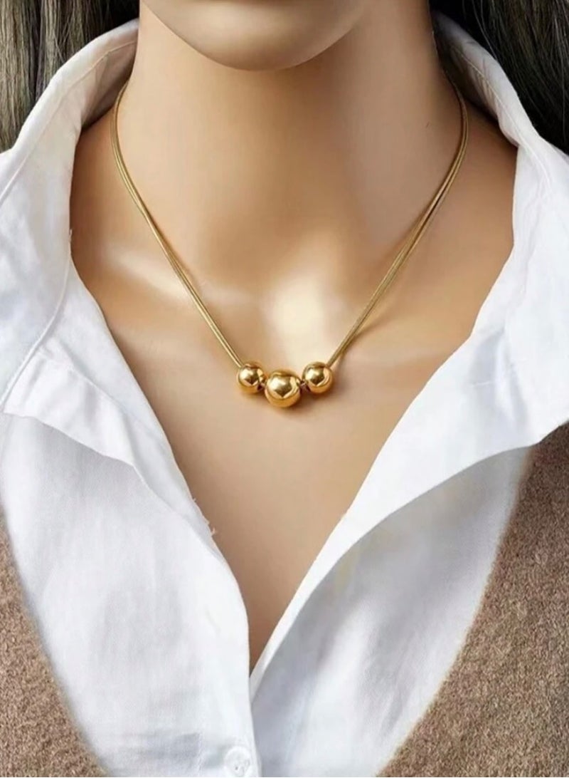 إيكوال سلسال نسائي أنيق من الاستانلس ستيل مطلي باللون الذهبي - Image 1