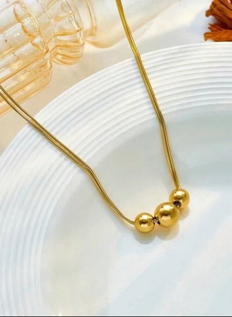 إيكوال سلسال نسائي أنيق من الاستانلس ستيل مطلي باللون الذهبي - Image 3