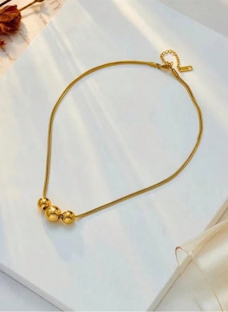 إيكوال سلسال نسائي أنيق من الاستانلس ستيل مطلي باللون الذهبي - Image 4