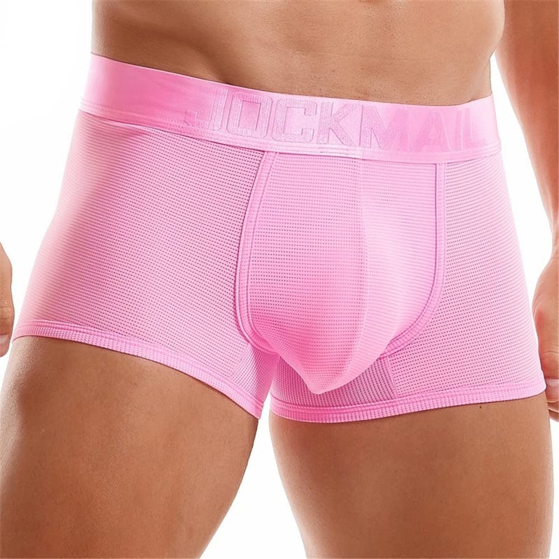 JOCKMAIL Mens Boxer Shorts Underwear Wide Belt Mens Underwear Trunks Boxerbriefs Men underpants Pink - Image 2