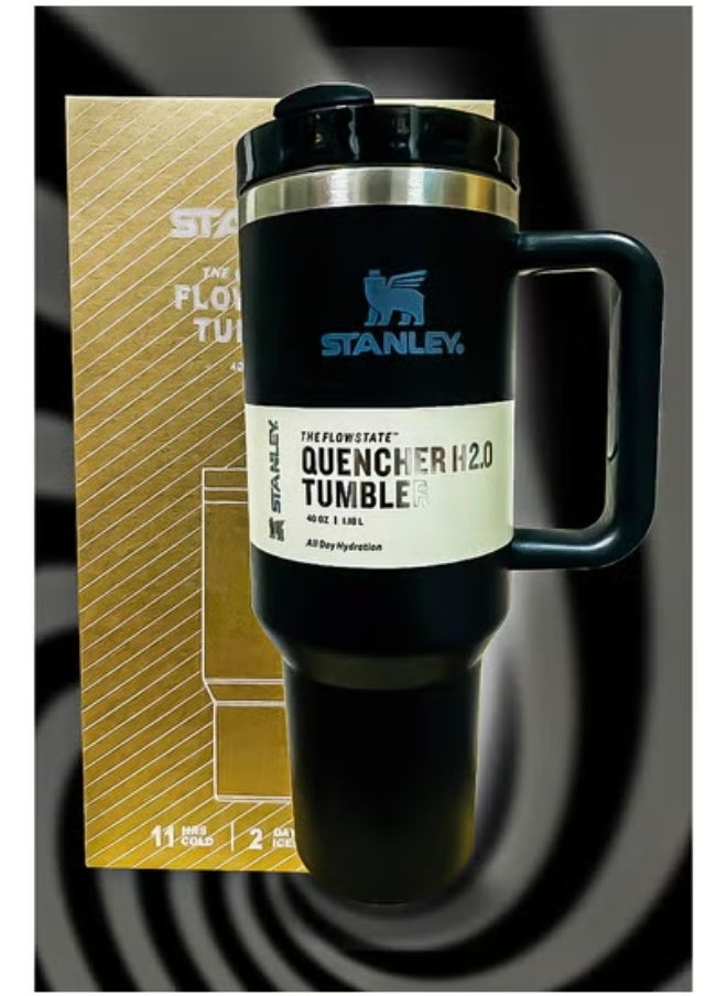 Stanley 40oz Tumbler – Premium Stainless Steel Travel Cup with Reusable Straw | BPA-Free, Sustainable & Dishwasher Safe | Double-Wall Insulated to Keep Drinks Hot for 16 Hours & Cold for 24 Hours | Leakproof FlowState Lid | Slim Base Fits Car Cup Holders | Durable Ergonomic Handle for Travel, Office, Gym & Outdoor Adventures