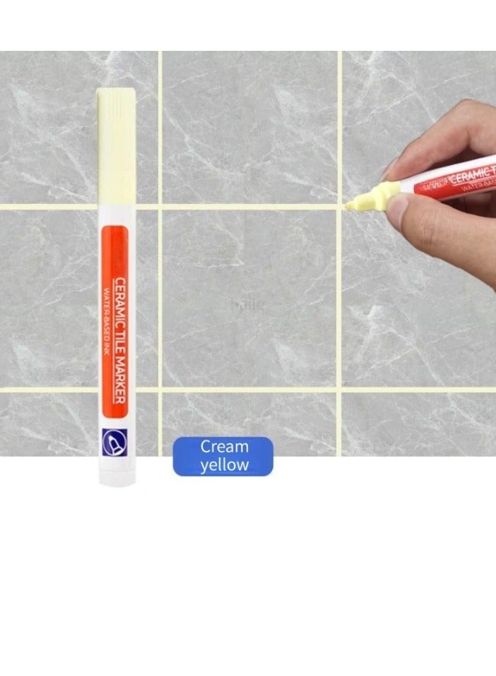 Wall Grout Restorer Marker Pen, Waterproof Grout Tile Pen, Easy To Use Grout Restoration Pen, Repair Pen For Tiles, Wall, Floor Tile Grout, Floor, Kitchens And Bathrooms, (1pc, Cream Yellow) - Image 2