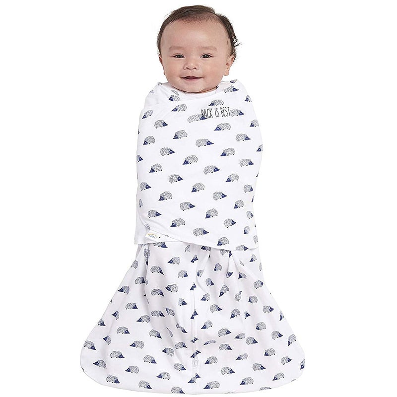 HALO 100% Cotton Sleepsack Swaddle, 3-Way Adjustable Wearable Blanket, TOG 1.5, Navy Hedgehog, Newborn, 0-3 Months - Image 2